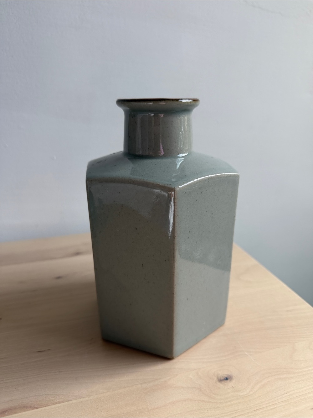 Dansk Sage Gray Green Ceramic Hexagon Neck Vase vintage Japan